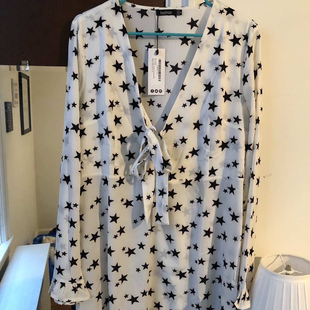 White and black star dress